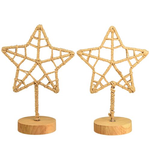 Itens Suporte de madeira de metal com decoração estrela fibra natural Ø15cm 2 unidades