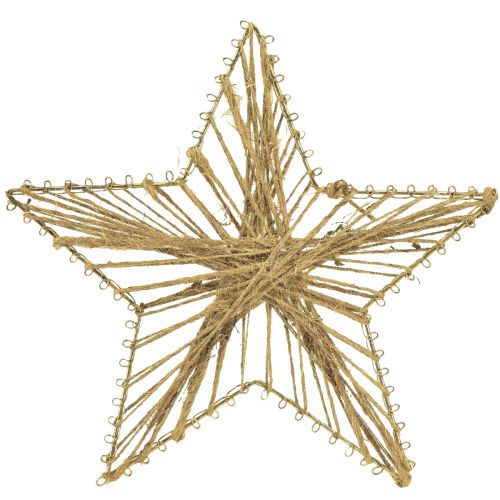 Estrela embrulhada em juta decoração de Natal rústica 20cm 4 peças