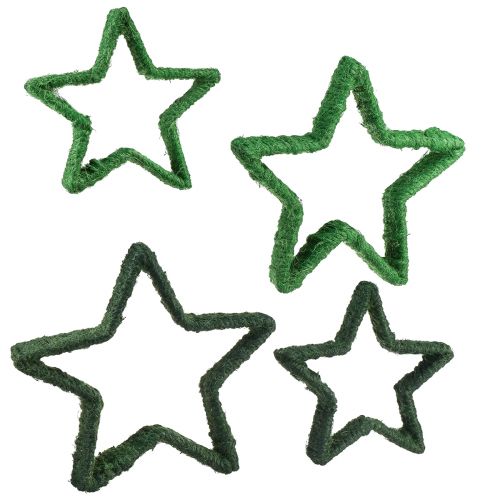 Estrela para suporte de decoração de Natal juta verde 13/18cm 4 unidades