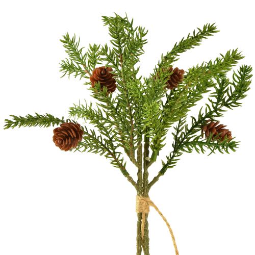 Itens Ramo de abeto artificial com dois cones naturais - Amarrado com juta - Decoração de Natal perfeita 28cm 4 unidades