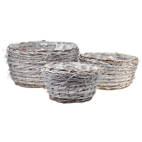 Conjunto de cestos rústicos de vime - 3 tamanhos (40cm, 33cm, 26cm) - Ideal para decoração e arrumação estilo casa de campo - Conjunto de 3