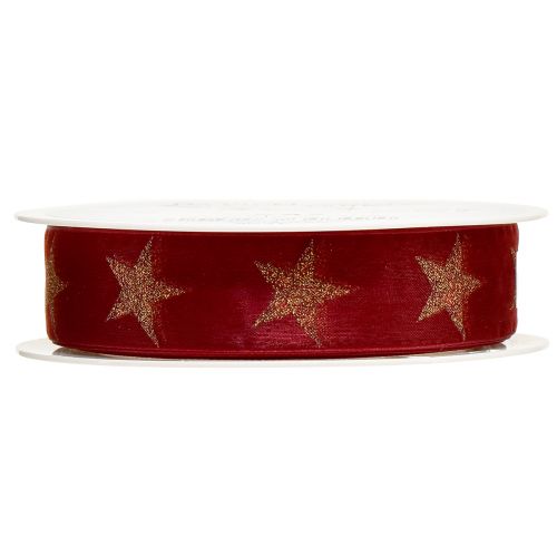 Itens Fita de Natal ouro vermelho escuro com estrelas W25mm L18m