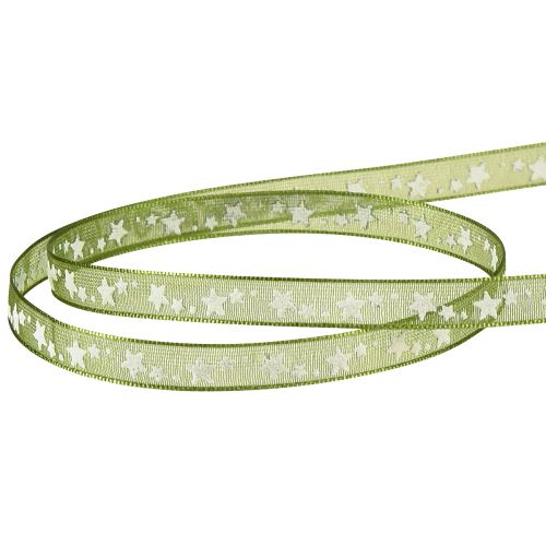 Itens Fita de Natal com estrelas fita decorativa verde organza 6mm 20m