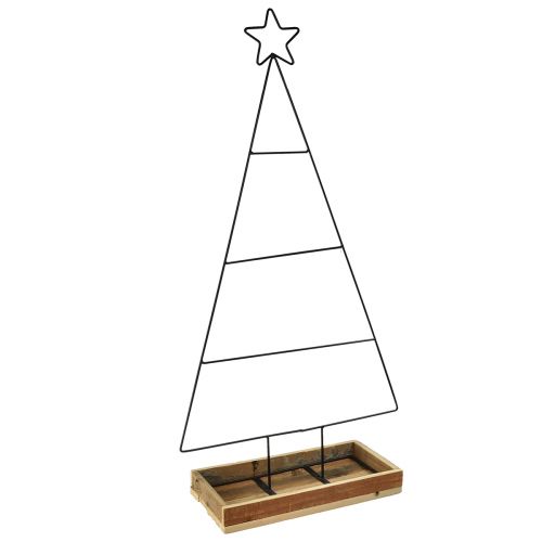 Árvore de Natal de metal com bandeja decorativa de madeira, 98,5 cm - Decoração de Natal moderna