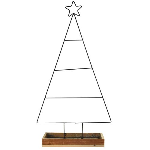 Itens Árvore de Natal de metal com bandeja decorativa de madeira, 98,5 cm - Decoração de Natal moderna