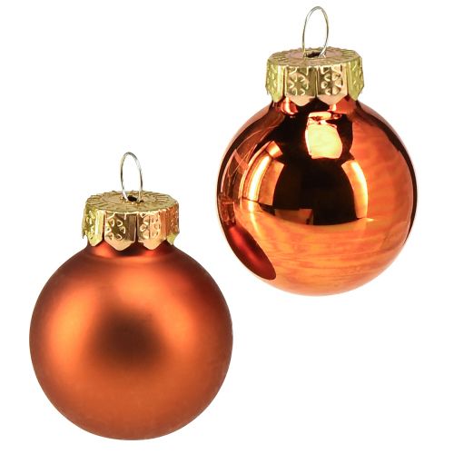 Bolas de Natal mini bolas de vidro laranja Ø2,5cm 22 unidades
