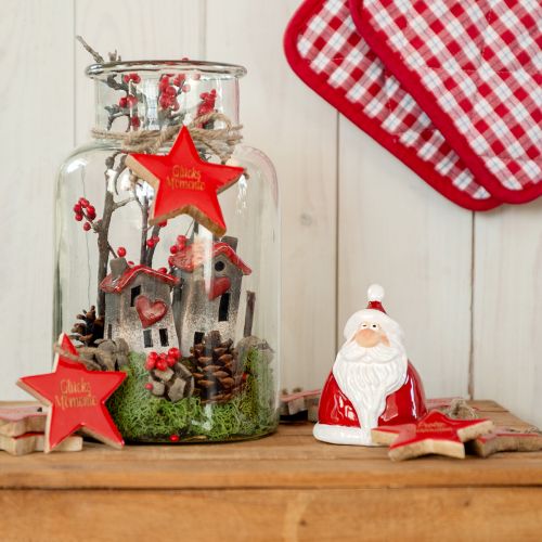 Figura do Papai Noel em vermelho 2 peças - 13 cm - Decoração de Natal ideal para um ambiente festivo