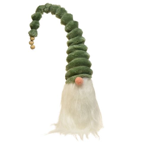 Gnomo festivo com chapéu espiral verde e barba branca 2 peças - 65cm - Magia de Natal escandinava para sua casa