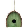 Floristik24 Casa de passarinho decorativa suspensa com telhado redondo madeira verde marrom 16,5×10×17cm