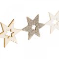 Floristik24 Estrela de madeira espalhada natural, brilho, branco 4cm sortido 72 unidades
