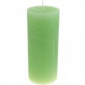 Floristik24 Velas pilares cor sólida verde claro 85×200mm 2 unidades