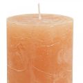 Floristik24 Velas de cor sólida Laranja Pêssego pilar velas 70×100mm 4 unidades