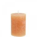 Floristik24 Velas de cor sólida Laranja Pêssego pilar velas 70×100mm 4 unidades