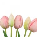 Floristik24 Flores artificiais tulipa rosa, flor de primavera 48 cm, ramo de 5