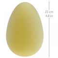 Floristik24 Ovo de páscoa ovo de plástico amarelo claro flocado 25cm