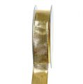 Floristik24 Fita de presente ouro com borda de arame 25mm 25m