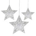 Floristik24 Prata estrela para pendurar 8cm - 12cm 9pcs