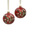 Floristik24 Bolas de Natal de vidro bolas de árvore de Natal vermelhas prado Ø8cm 6 unidades