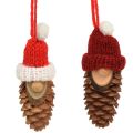 Floristik24 Decoração de árvore de Natal cone gnomo gnomo vermelho 9 cm 12 unidades