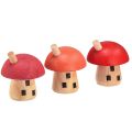 Floristik24 Cogumelos decorativos casa de madeira vermelho laranja decoração de madeira 6 × 5 cm 6 unidades