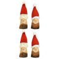 Floristik24 Gnomo decorativo de madeira para Natal com chapéu vermelho natural 10/12cm 4 unidades