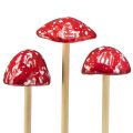 Floristik24 Cogumelos venenosos no palito, vermelhos, 5,5 cm, conjunto de 6 - cogumelos decorativos de outono para o jardim e a casa