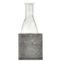 Floristik24 Vaso de vidro em suporte de madeira cinza, 9,5x8x20cm - Decoração rústica em conjunto de 4