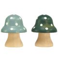 Floristik24 Cogumelos de madeira Cogumelos Decorativos Mini Fly Agarics Verde Menta 4cm 12pcs