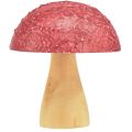Floristik24 Cogumelos de madeira decorativos, decoração de mesa outono vermelho natural 5 × 6 cm 9 unidades