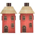 Floristik24 Castiçal casa madeira castiçal vermelho H14,5cm 2 unidades