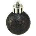 Floristik24 Mini Bolas de Árvore Plástico Inquebrável Preto Ø3cm 14un