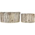 Floristik24 Caixa para plantas madeira casca redonda branco natural 26/18cm conjunto de 2 peças