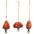 Floristik24 Charmosos amuletos de cogumelo vermelho com fio de juta - 3 cm, conjunto de 6 - decorações perfeitas de outono e Natal