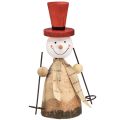 Floristik24 Boneco de neve feito de figura decorativa de madeira com chapéu vermelho natural Alt.20,5cm