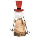 Floristik24 Boneco de neve feito de figura decorativa de madeira com chapéu vermelho natural Alt.20,5cm