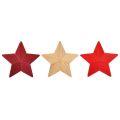 Floristik24 Estrelas poinsétias de madeira caneladas vermelhas naturais 11 cm 3 unidades
