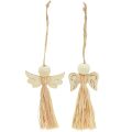 Floristik24 Anjo de natal decoração de árvore de natal anjo ráfia 11cm 12 unidades